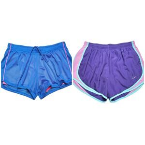 Nike Adidas | Women | Pair of Two Neon Mesh Athletic Running Shorts | Medium